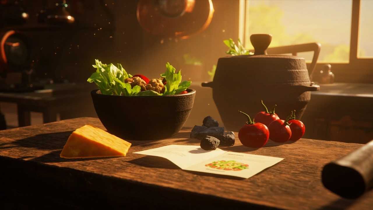 Ranch Salad Dreamlight Valley recipe prepared at a cooking station