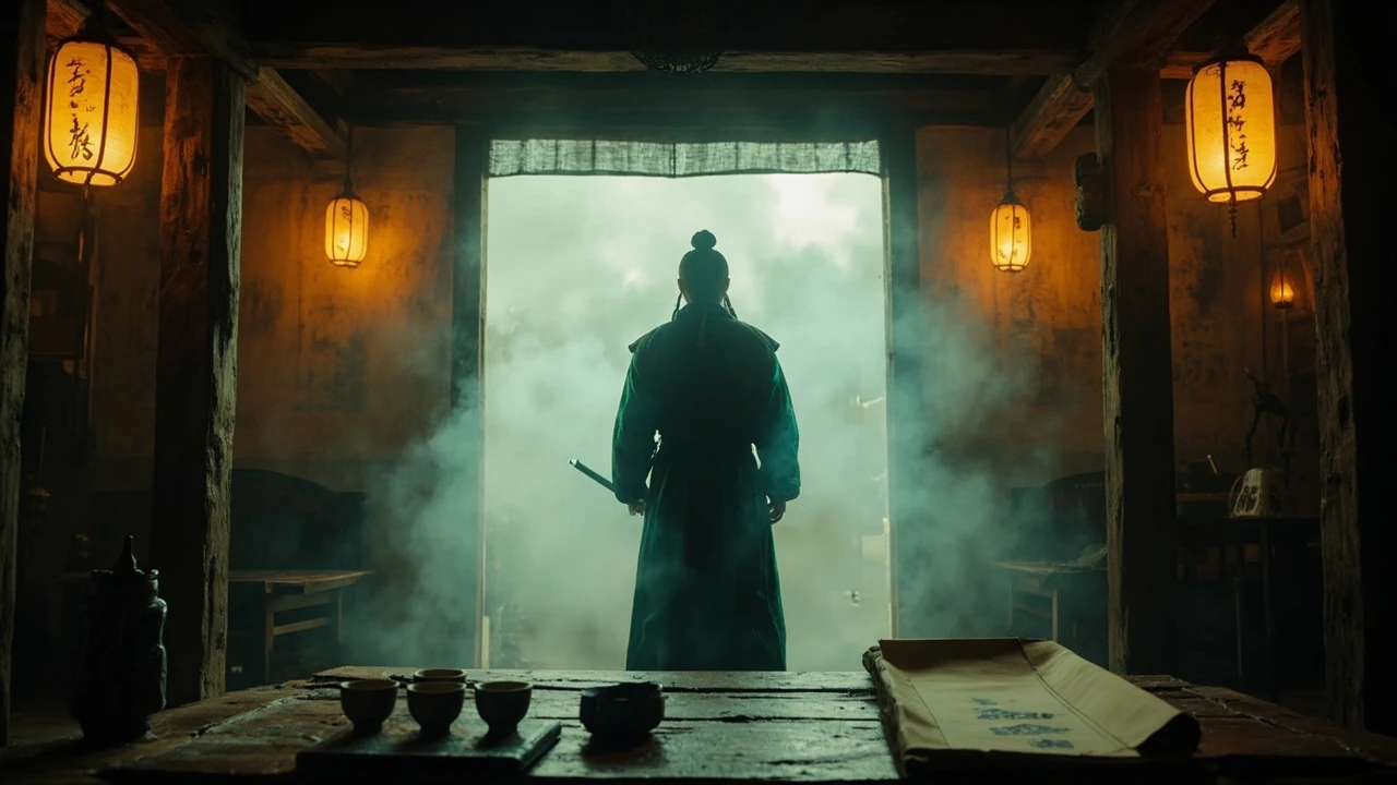 Where Winds Meet character creation hero scene in a wuxia tavern